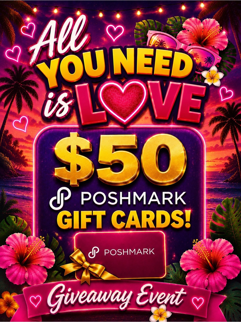 $50 Gift Card Giveaway Event - Pink & Gold Tropical Design